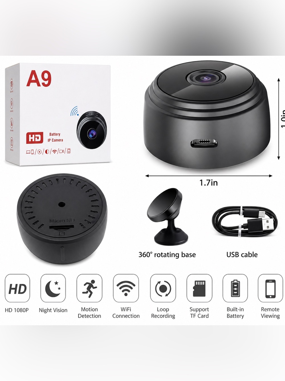 A9 Mini WiFi Security Camera – Compact HD Indoor Surveillance Camera